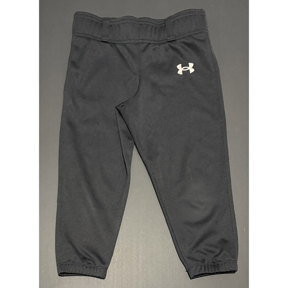 Under Armour BLACK T-Ball Pants Youth XS Relaxed Fit Belt Loops Drawstrings